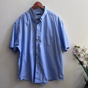 Club Room Men's Blue Cotton Button-Up Casual Short Sleeve Striped Size‎ XX-Large